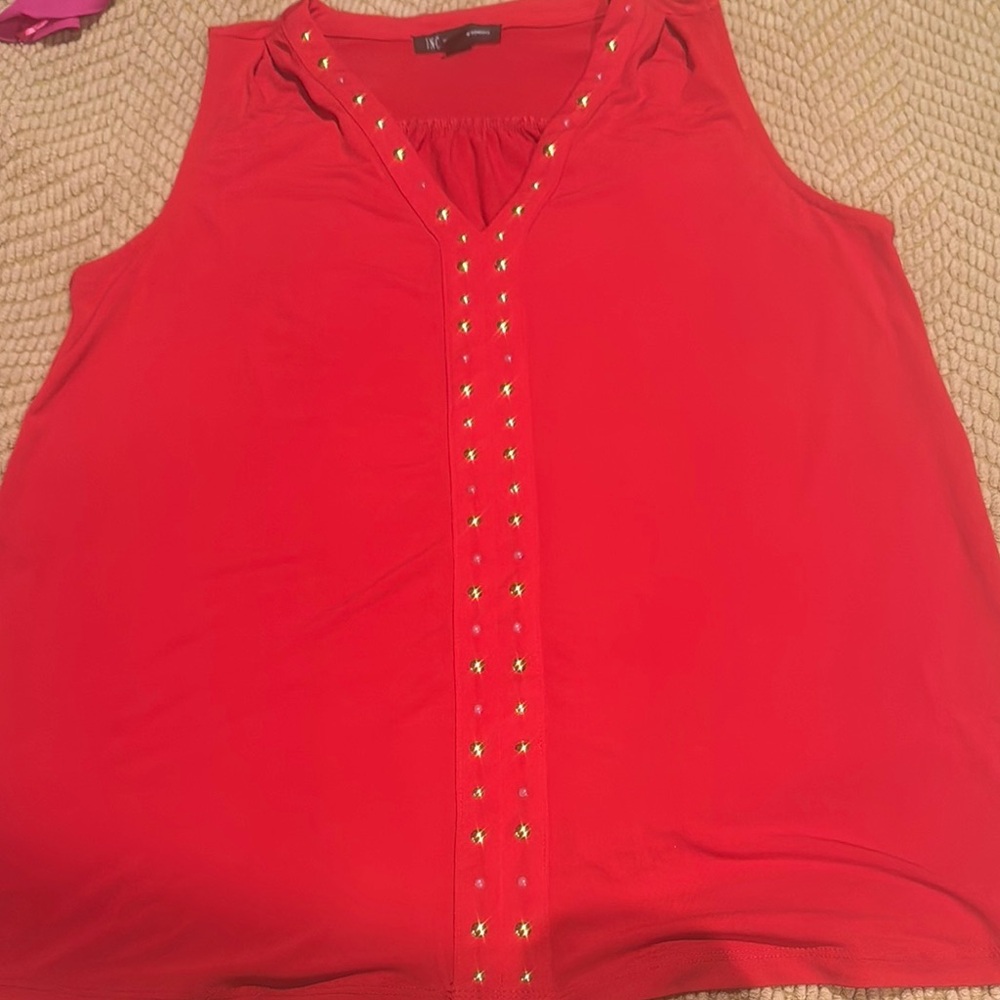 INC International Concepts Red Embellished Tank Top